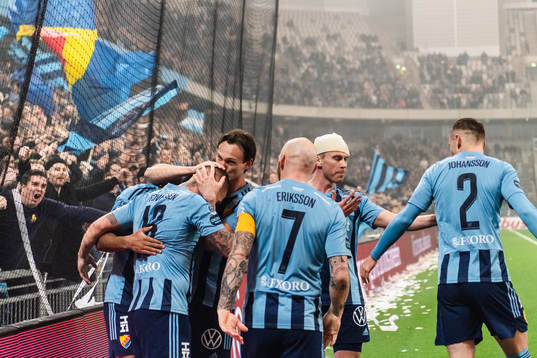 Djurgårdens Victor Edvardsen och Hjalmar Ekdal jublar