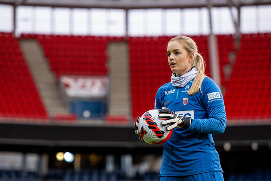 Goalkeeper Guro Pettersen of the Norwegian women's national