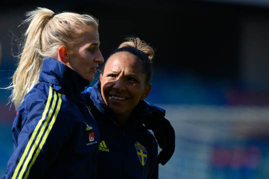 Sofia Jakobsson and Madelen Janogy of the Swedish women's