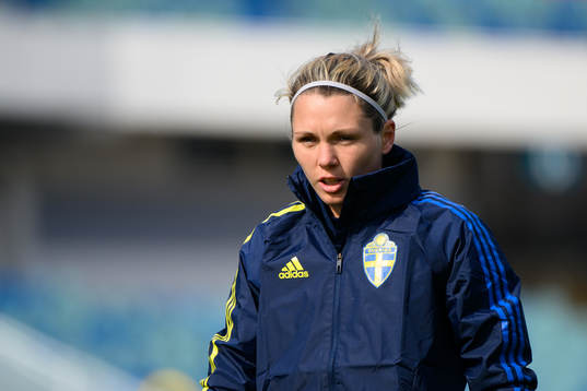 Goalkeeper Jennifer Falk of the Swedish women's national