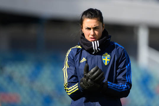Goalkeeper Zecira Musovic of the Swedish women's national