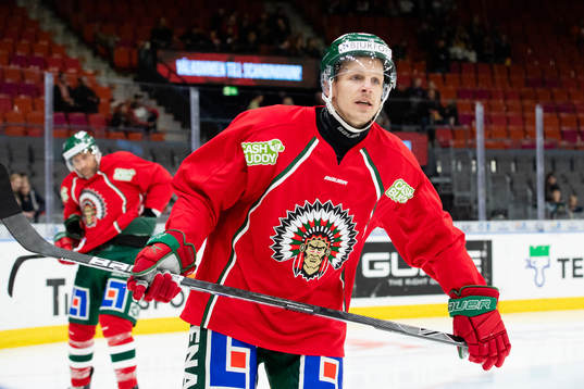 Frölundas Max Friberg innan kvartsfinal tre i SHL mellan