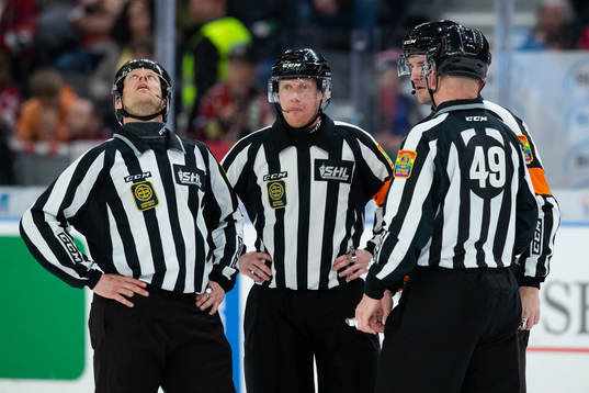 Linjedomare Rickard Nilsson, domare Mikael Holm, domare