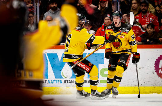 Luleås Pontus Andreasson gör 0-1 och jublar med Carl