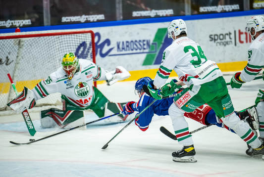 Rögles målvakt Christoffer Rifalk och Adam Edström samt