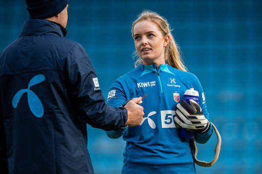 Goalkeeper Guro Pettersen of the Norwegian women's national