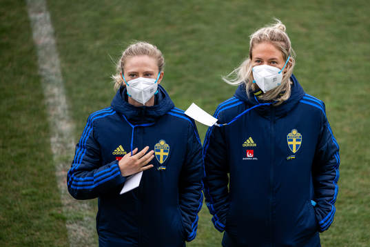 Rebecka Blomqvist and Emma Kullberg of Sweden ahead the