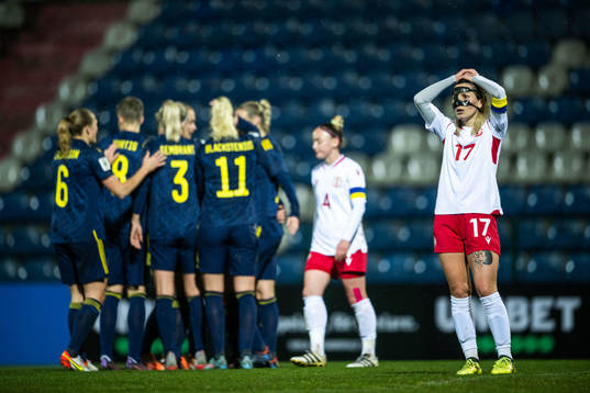 Nino Sutidze of Georgia looks dejected