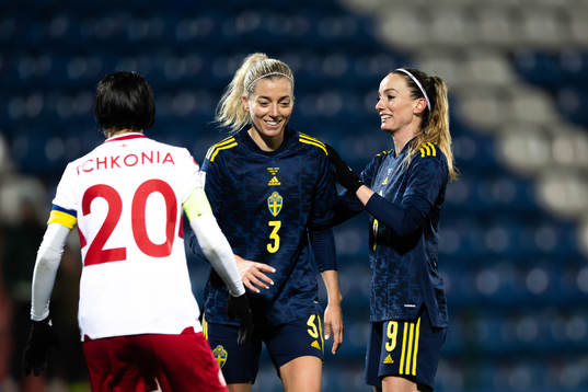 Linda Sembrant and Kosovare Asllani of Sweden