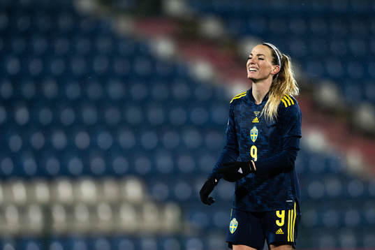 Kosovare Asllani of Sweden reacts