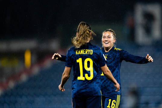Filippa Angeldahl of Sweden celebrates the 0-2 goal
