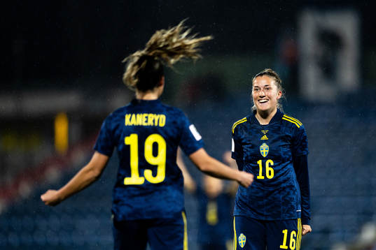 Filippa Angeldahl of Sweden celebrates the 0-2 goal