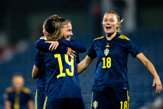 Filippa Angeldahl of Sweden celebrates the 0-2 goal
