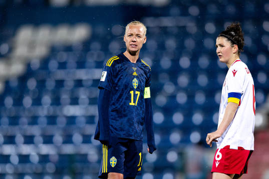 Caroline Seger of Sweden and Natia Danelia of Georgia