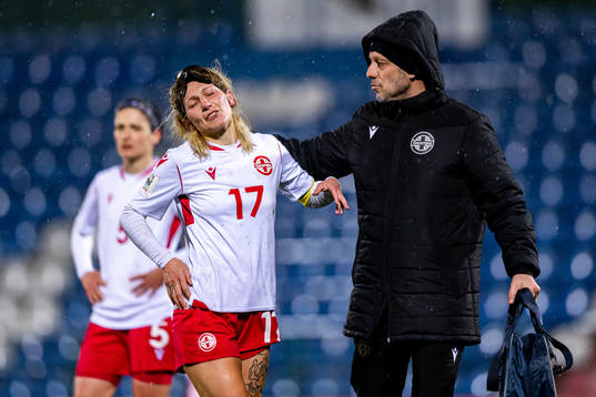 Nino Sutidze of Georgia in pain