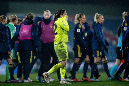 Goalkeeper Tatia Gabunia of Georgia look dejected