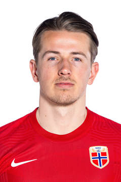 Sander Berge of the Norwegian national football team poses