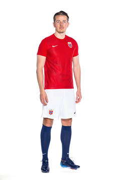 Sander Berge of the Norwegian national football team poses
