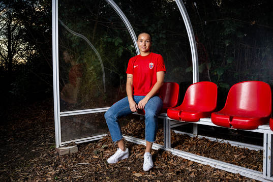 Guro Reiten of the Norwegian national football team poses