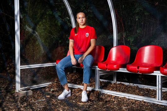 Guro Reiten of the Norwegian national football team poses