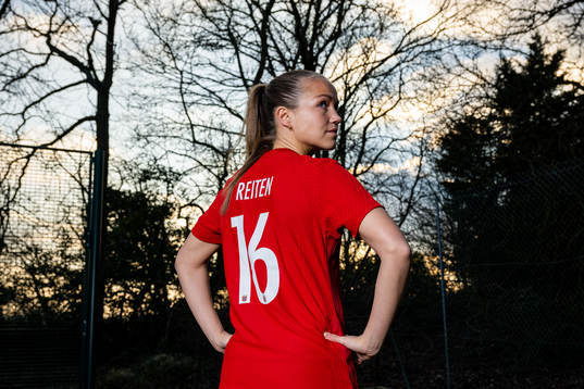 Guro Reiten of the Norwegian national football team poses