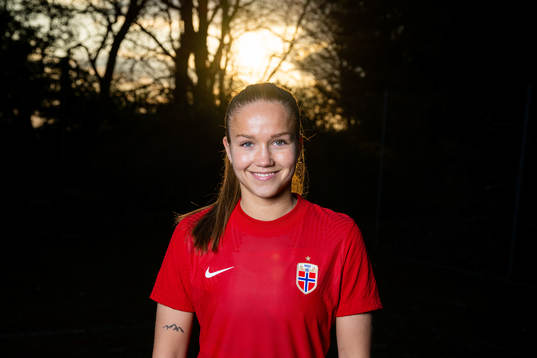Guro Reiten of the Norwegian national football team poses