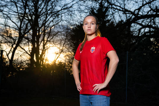 Guro Reiten of the Norwegian national football team poses