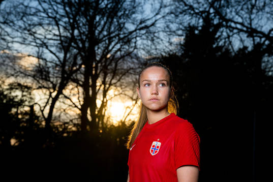Guro Reiten of the Norwegian national football team poses