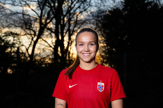 Guro Reiten of the Norwegian national football team poses