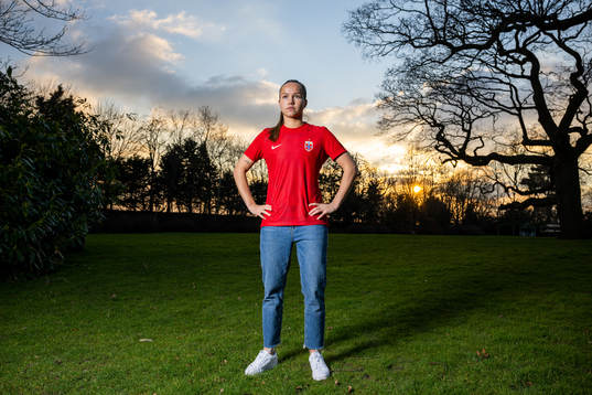 Guro Reiten of the Norwegian national football team poses