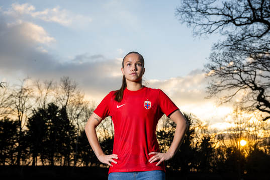 Guro Reiten of the Norwegian national football team poses