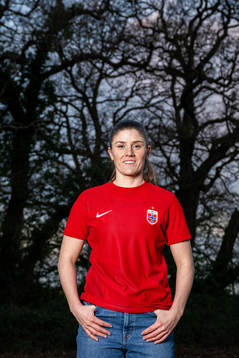 Maren Mjelde of the Norwegian national football team poses