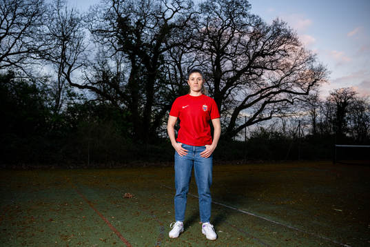 Maren Mjelde of the Norwegian national football team poses