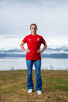Tuva Hansen of the Norwegian national football team poses