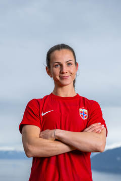 Tuva Hansen of the Norwegian national football team poses