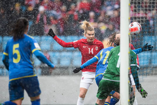 Ada Hegerberg of Norway scores the 1-0 goal