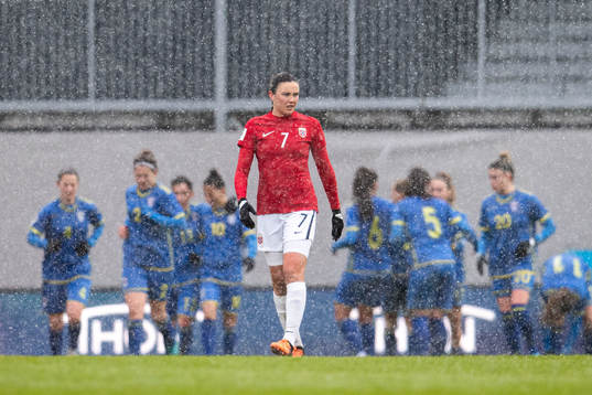 Ingrid Syrstad Engen of Norway looks dejected