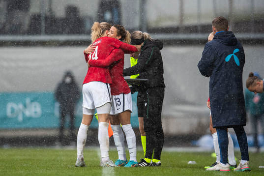 Ada Hegerberg and Celin Bizet Ildhusøy of Norway