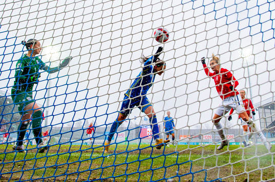 Ada Hegerberg of Norway scores the 1-0 goal