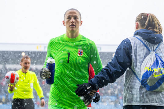 Goalkeeper Cecilie Fiskerstrand of Norway at half-time
