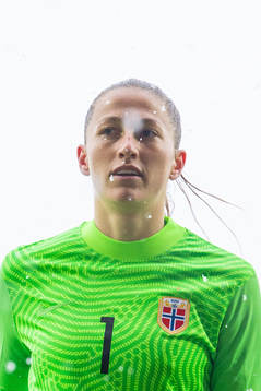 Goalkeeper Cecilie Fiskerstrand of Norway at half-time