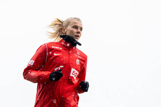Ada Hegerberg of Norway warms up