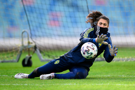 Goalkeeper Zecira Musovic of the Swedish women's national