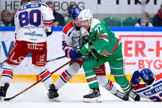 Oskarshamns Lukas Pilö och Rögles Daniel Zaar