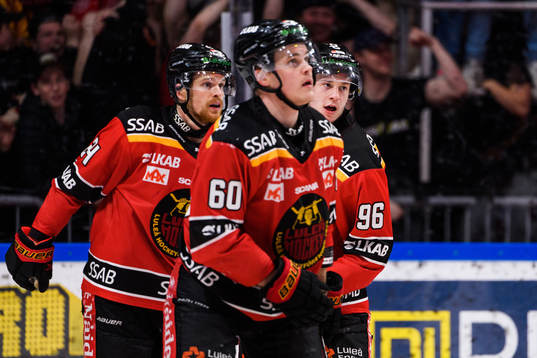 Luleås Brendan Shinnimin och Pontus Andreasson jublar