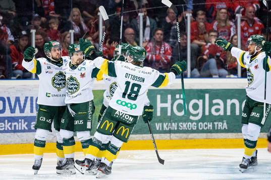 Björklövens spelare jublar