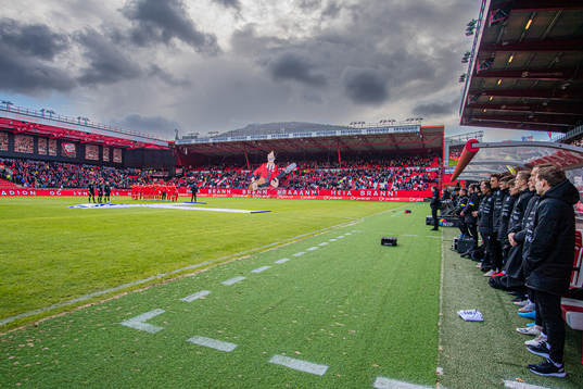 Spectators in the stands at Brann Stadion