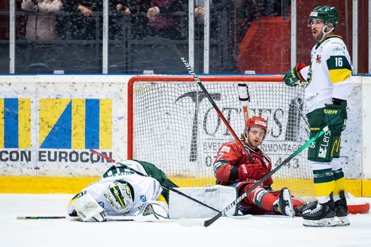 Björklövens målvakt Joona Voutilainen och Modos Riley