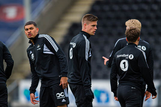 Noah Jean Holm and Markus Henriksen of Rosenborg