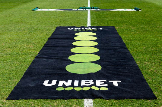 UNIBET logo före fotbollsmatchen i Allsvenskan mellan